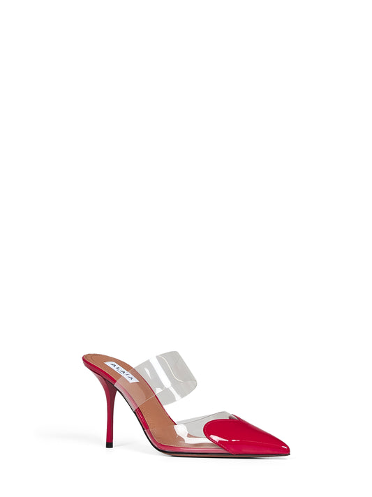 Raspberry PVC and patent leather Le Cœur mules