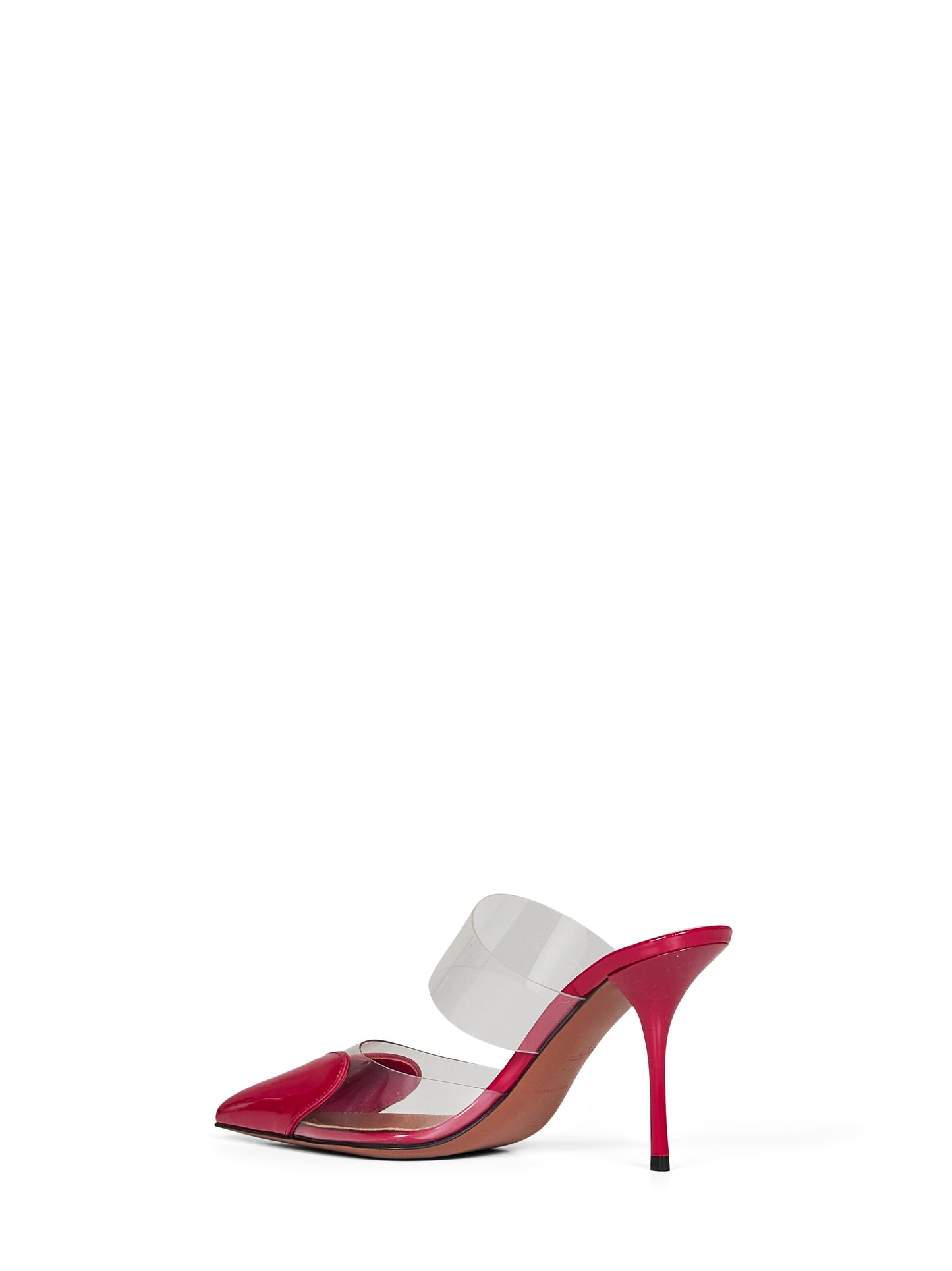 Raspberry PVC and patent leather Le Cœur mules