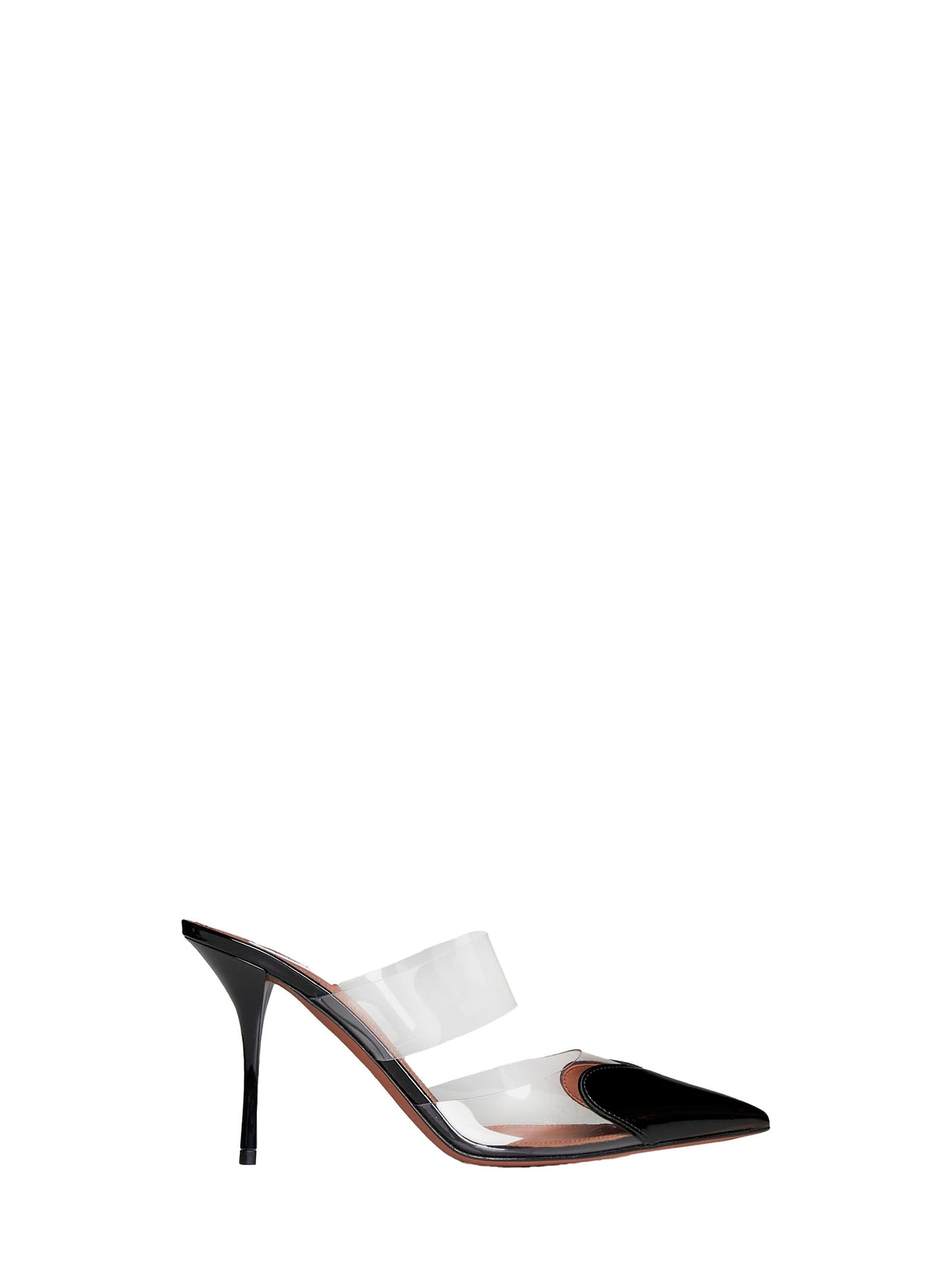 Leather and plexi mules