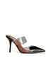 Leather and plexi mules
