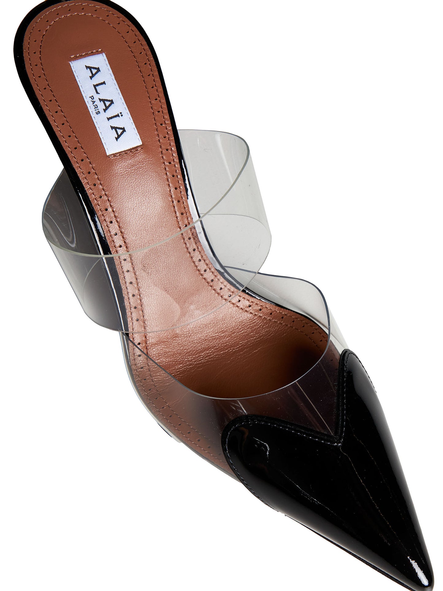 Leather and plexi mules