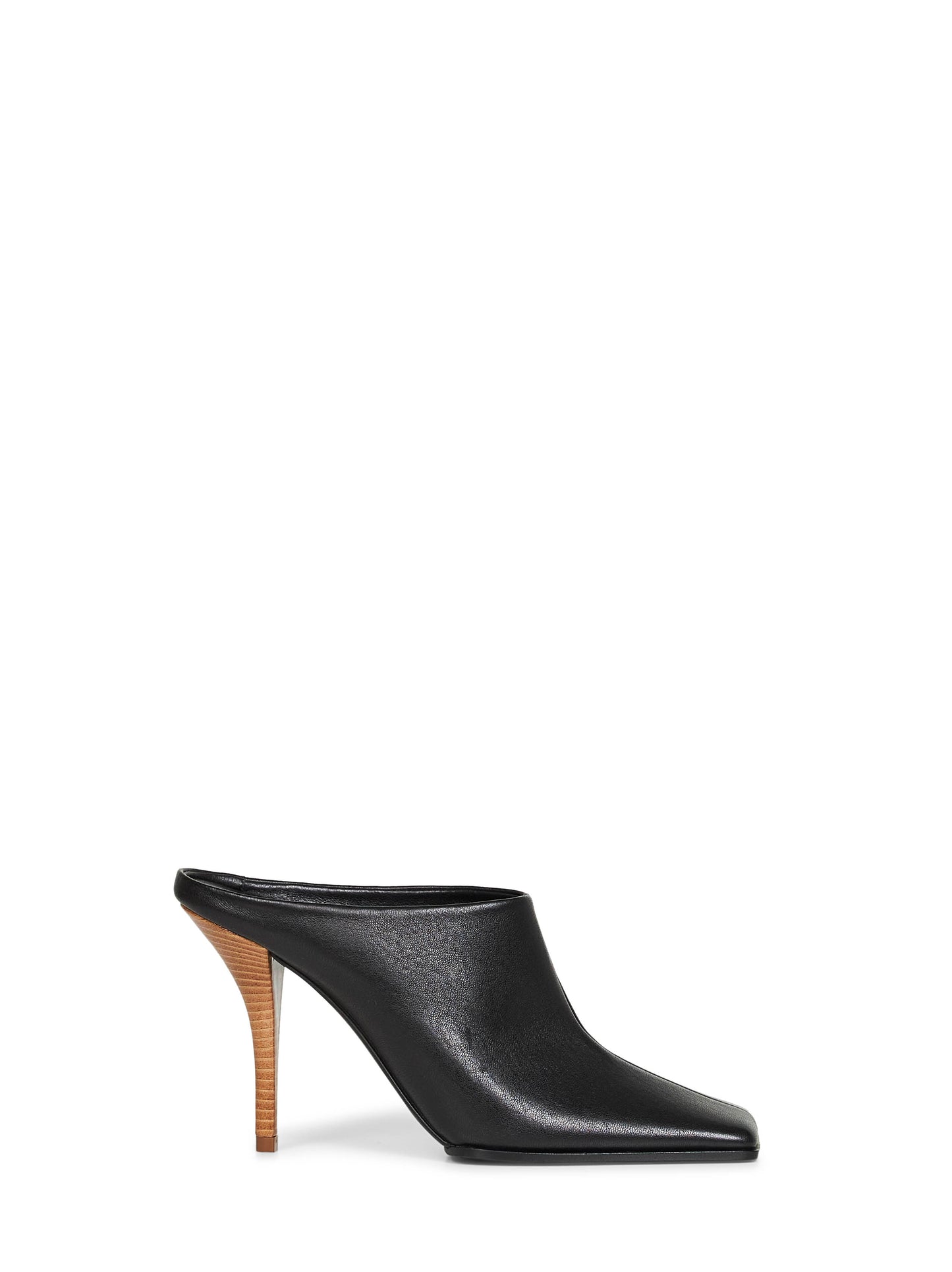 Black leather Square mules