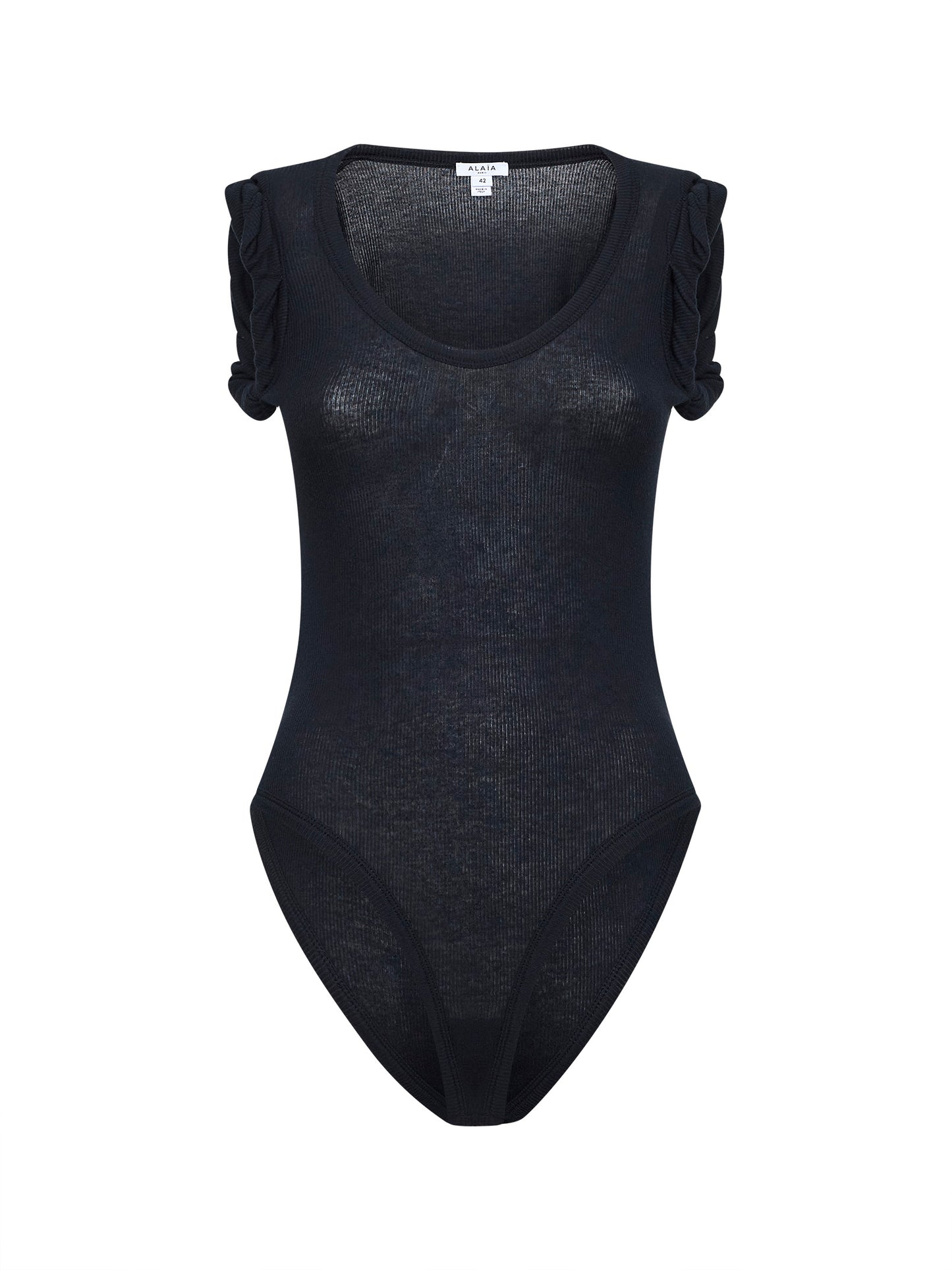 Black ribbed modal and cashmere blend bodysuit