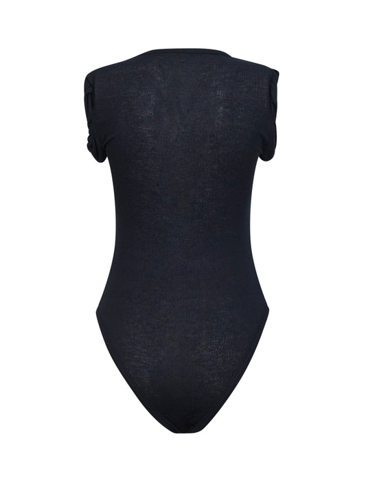 Black ribbed modal and cashmere blend bodysuit