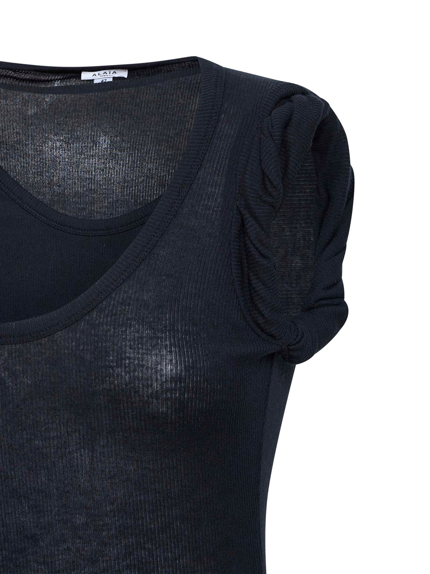 Black ribbed modal and cashmere blend bodysuit