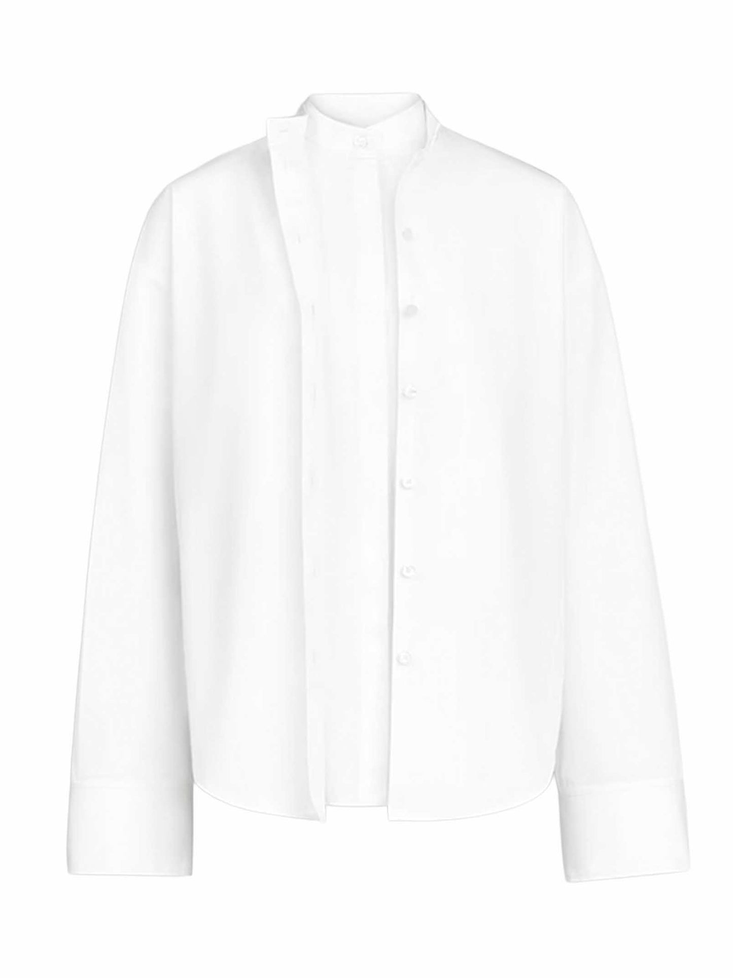Camicia a strati in popeline bianco<BR/>