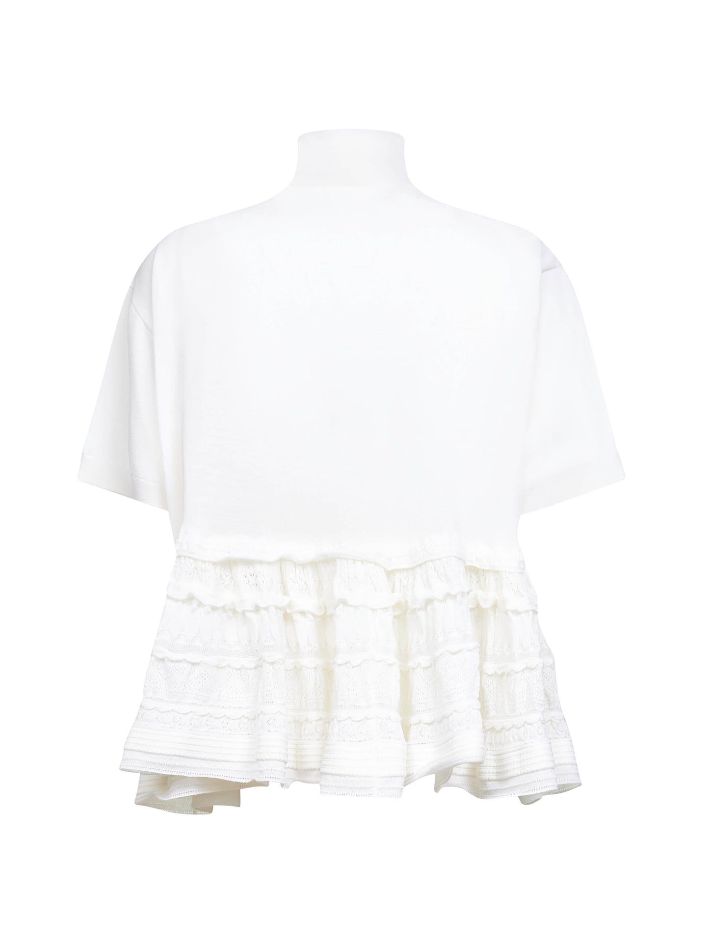 Top Peplum in maglia di lana vergine bianca