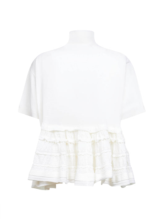 Top Peplum in maglia di lana vergine bianca