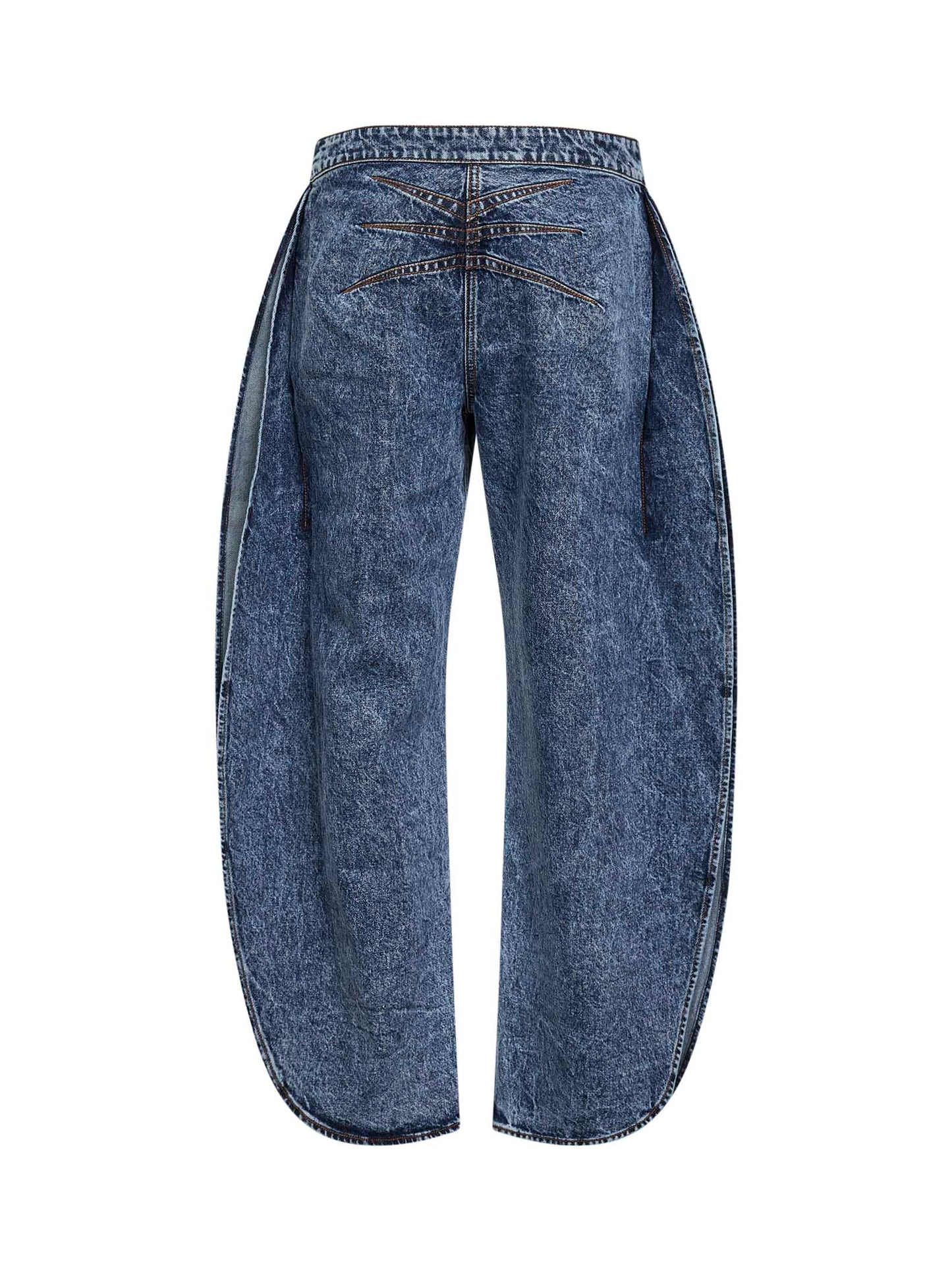 Jeans a petalo in denim blu<BR/>