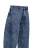 Jeans a petalo in denim blu<BR/>