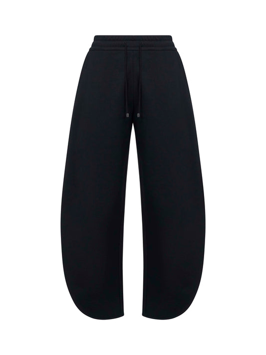 Jogger a petalo in cotone felpato nero