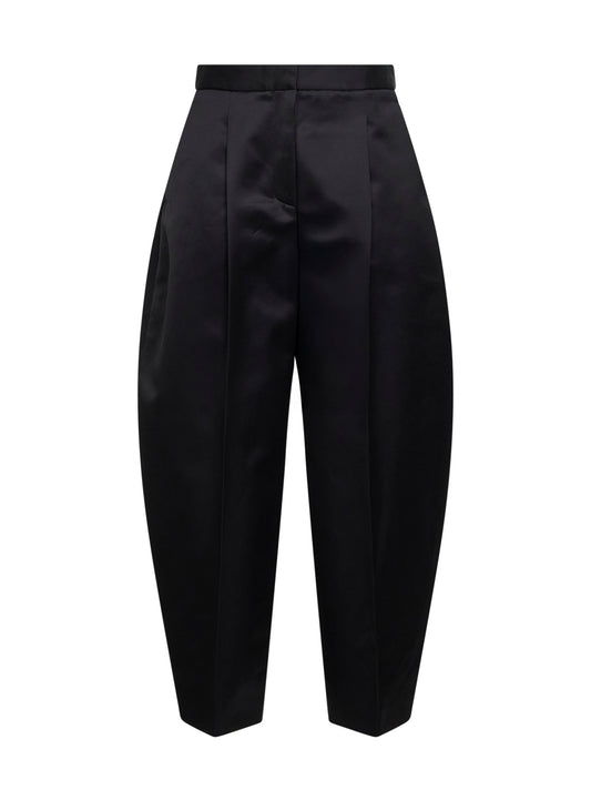 Black cotton and viscose rounded trousers