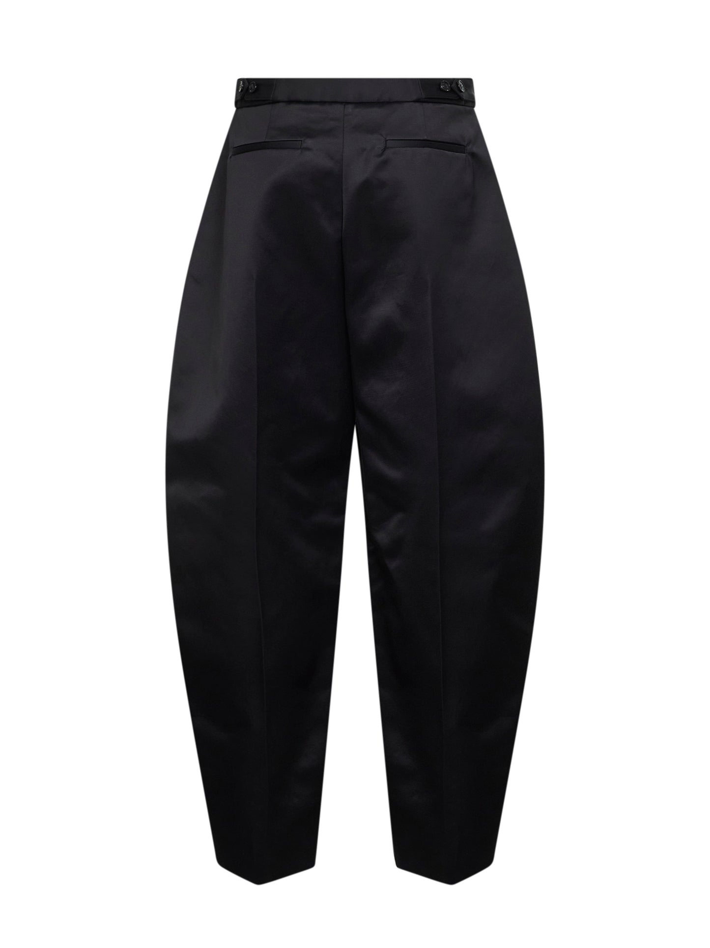 Pantaloni arrotondati in cotone e viscosa nero<BR/>