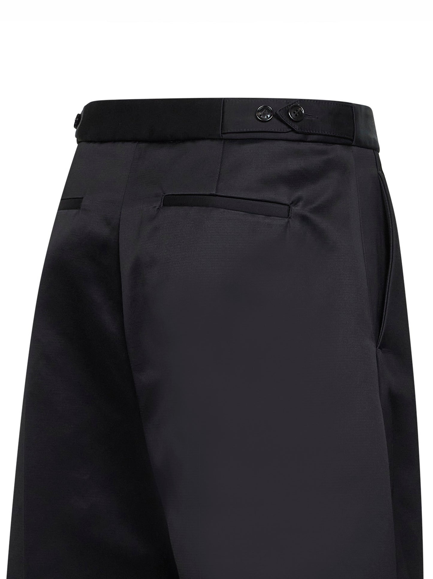 Pantaloni arrotondati in cotone e viscosa nero<BR/>