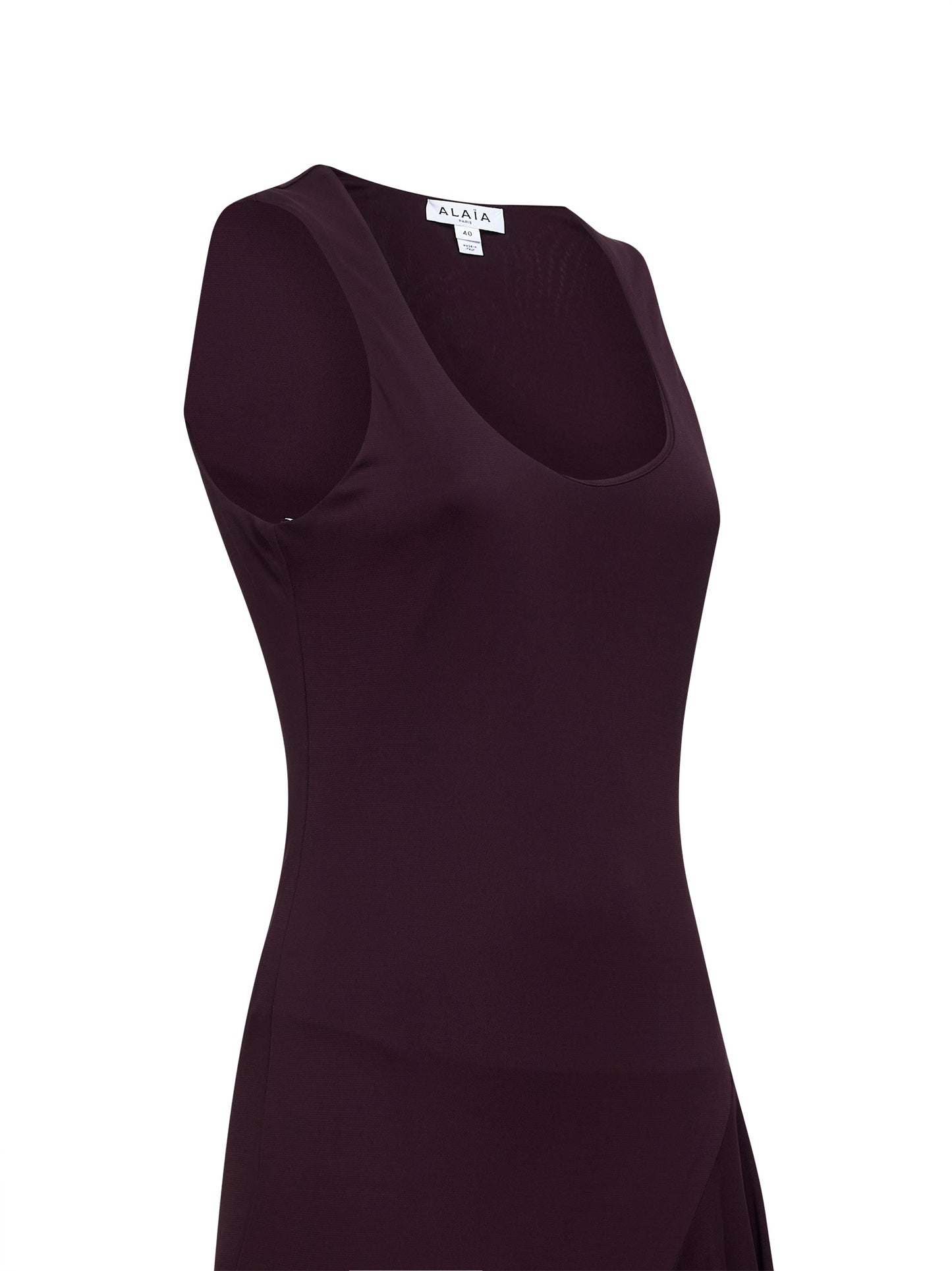 Abito asimmetrico in jersey fluido bordeaux<BR/>