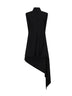 Black wool gabardine pointed dress