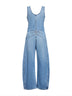 Tuta arrotondata in denim azzurro<BR/>