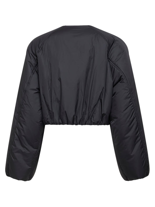 Bormber plissettato in nylon leggero nero