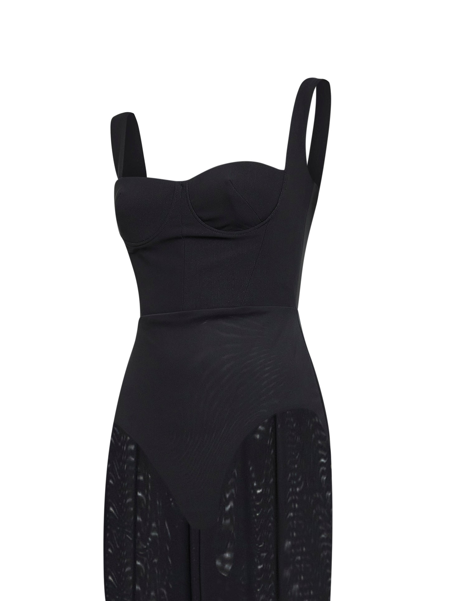 Abito a colonna semitrasparente in mesh stretch nero