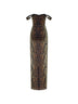 Abito lungo a colonna in mesh stretch stampa leopardo