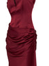 Abito a colonna drappeggiato in crepe di raso bordeaux