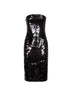 Abito midi senza spalline in paillettes nere