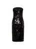 Abito midi senza spalline in paillettes nere