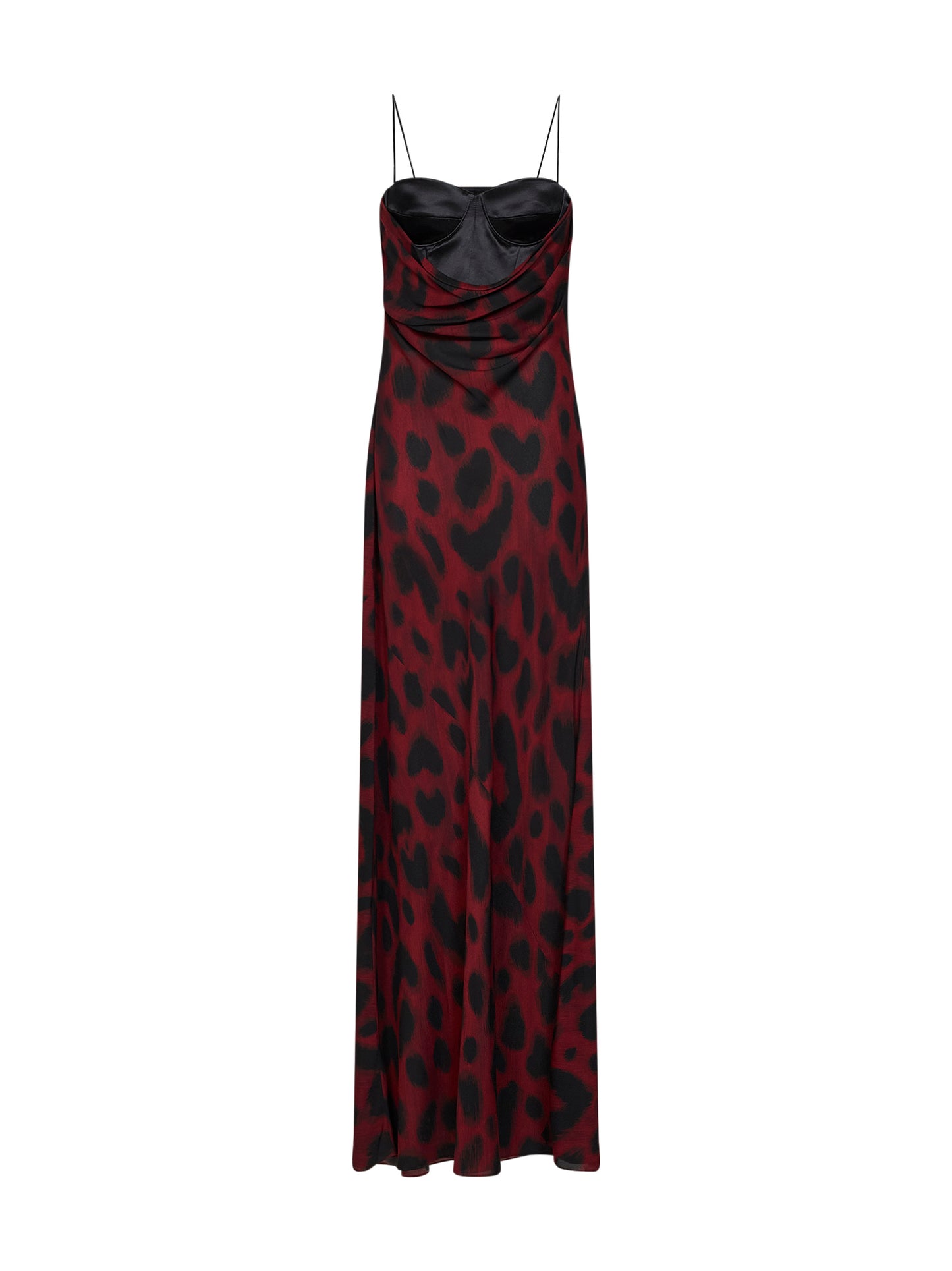 Port and black animalier-print silk georgette corset gown