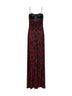 Port and black animalier-print silk georgette corset gown