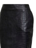 Gonna a tubino in nappa goffrata coccodrillo nera