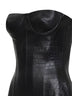 Top a corsetto lungo in nappa goffrata coccodrillo nera