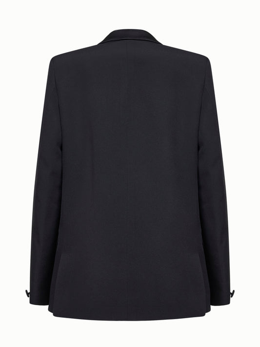 Black enver satin oversized double-breasted blazer