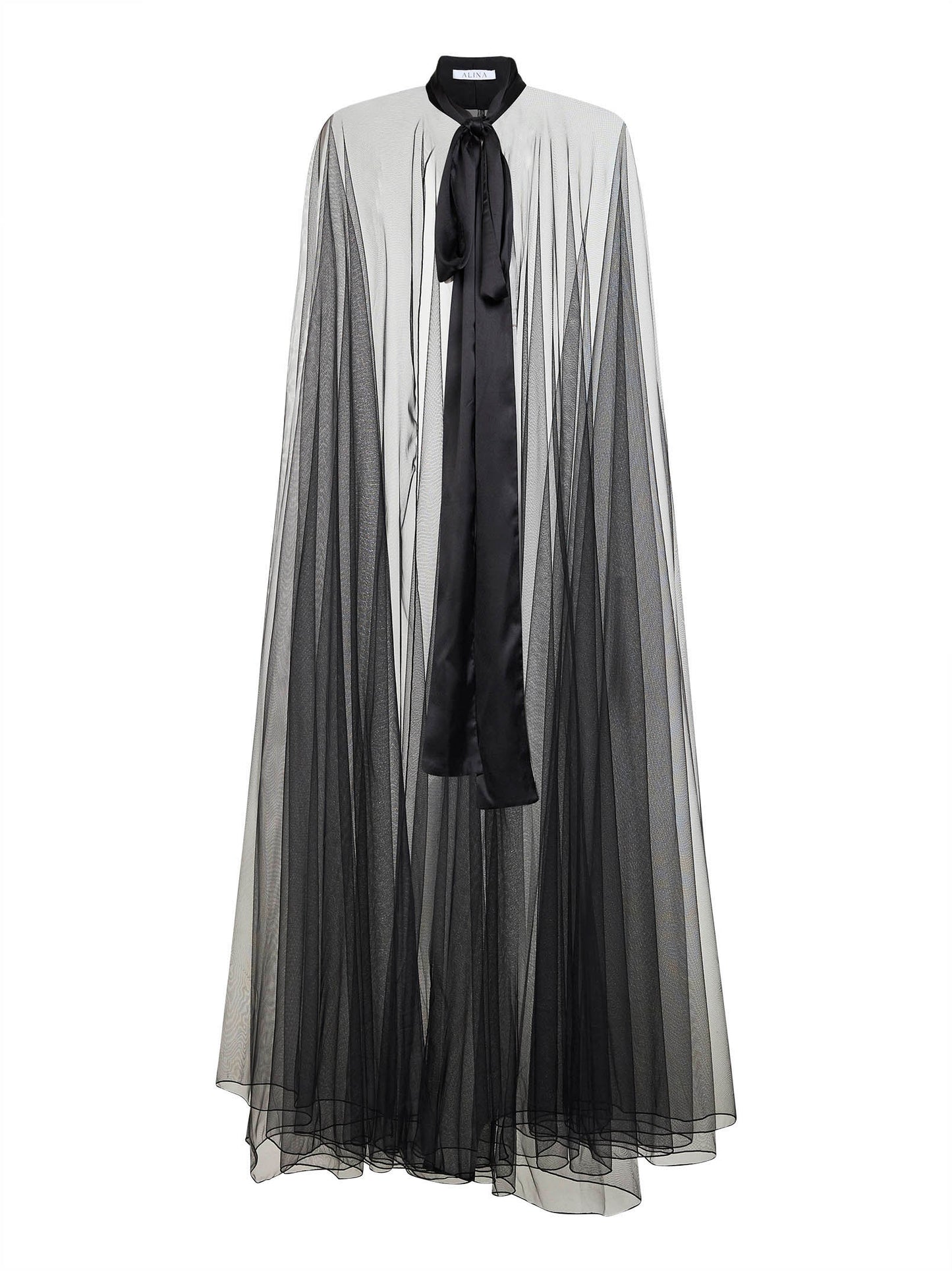 Long black tulle cape