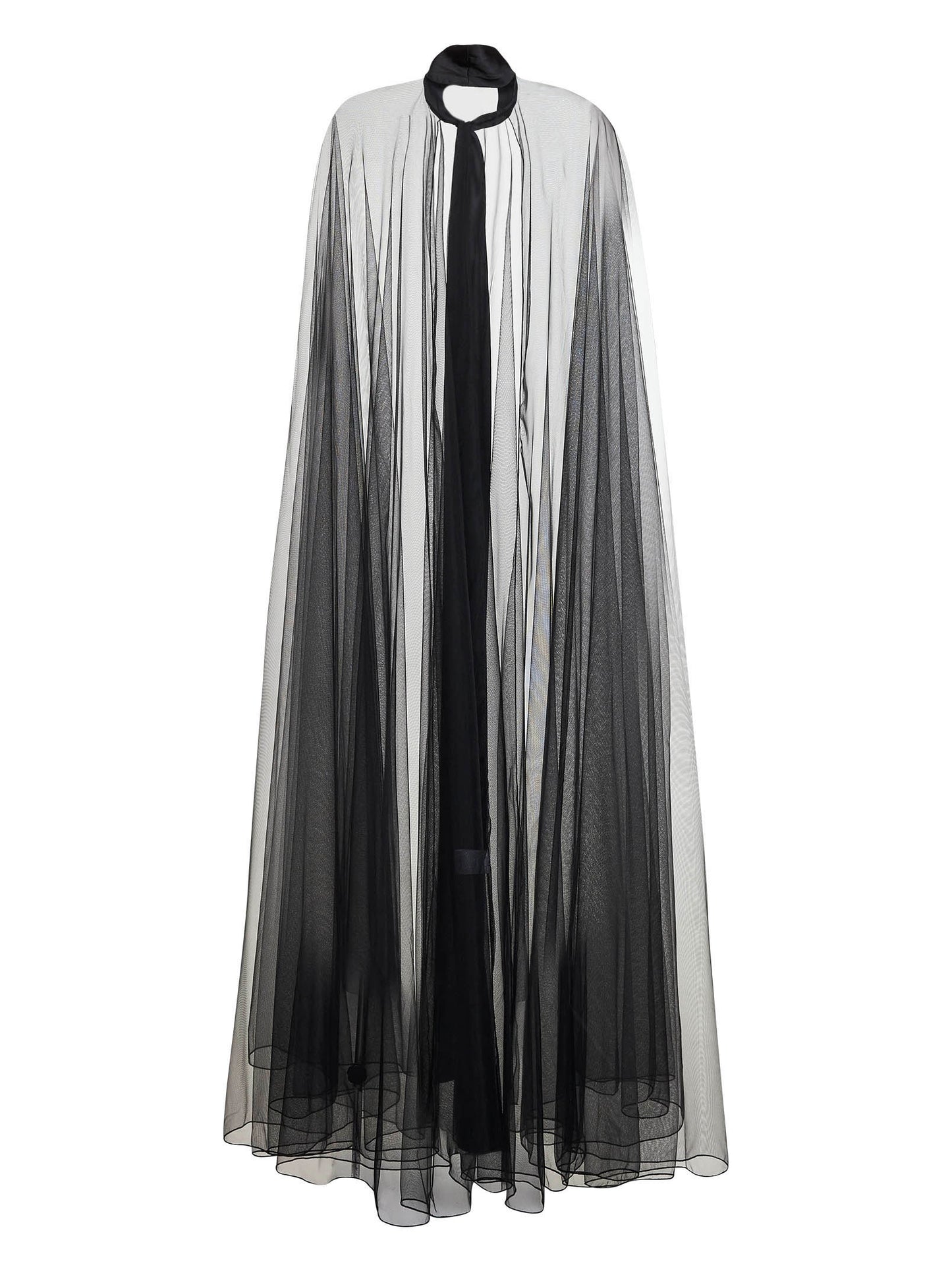 Long black tulle cape