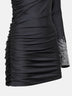 Black lycra hotfixed one-shoulder minidress