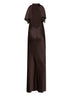 Abito lungo in raso marrone scuro con cristalli