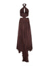 Chocolate chiffon long cut-out dress
