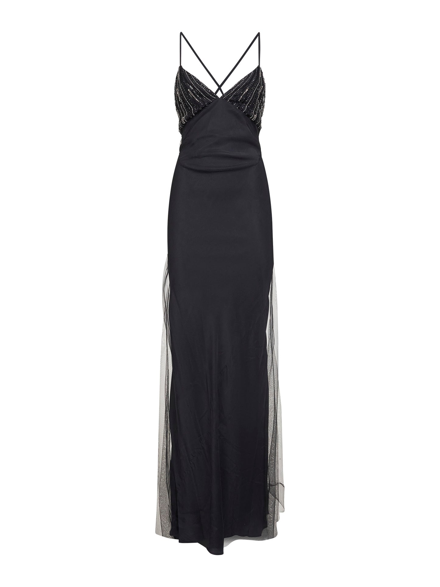 ALINA' | Black tulle long dress with embroidered cups | Women | 44 ALINA' | Black tulle long dress with embroidered cups | Women | 44
