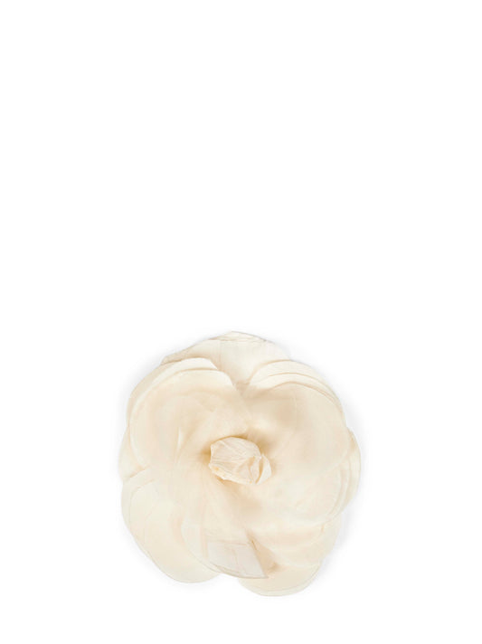 Spilla a fiore in viscosa e taffetà e organza avorio