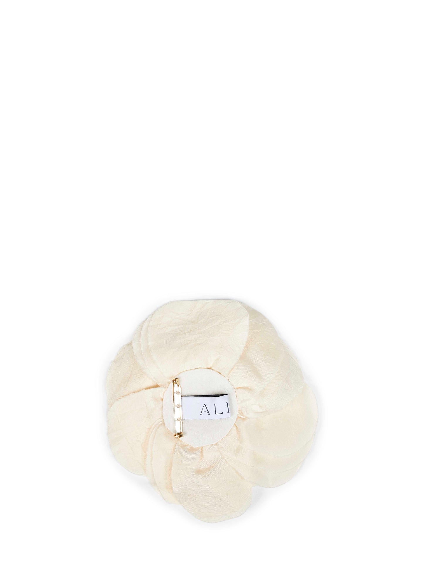 Ivory viscose and taffeta and organza flower brooch