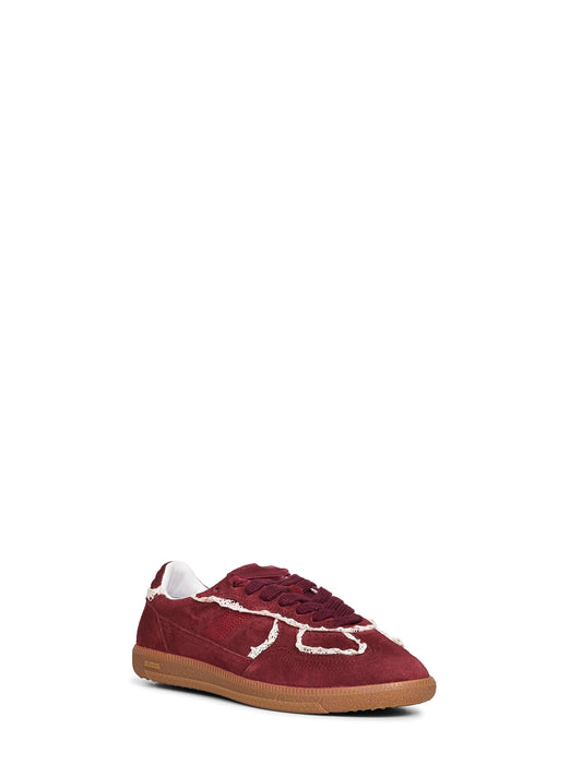 Burgundy suede Tb.490 sneakers with crochet details