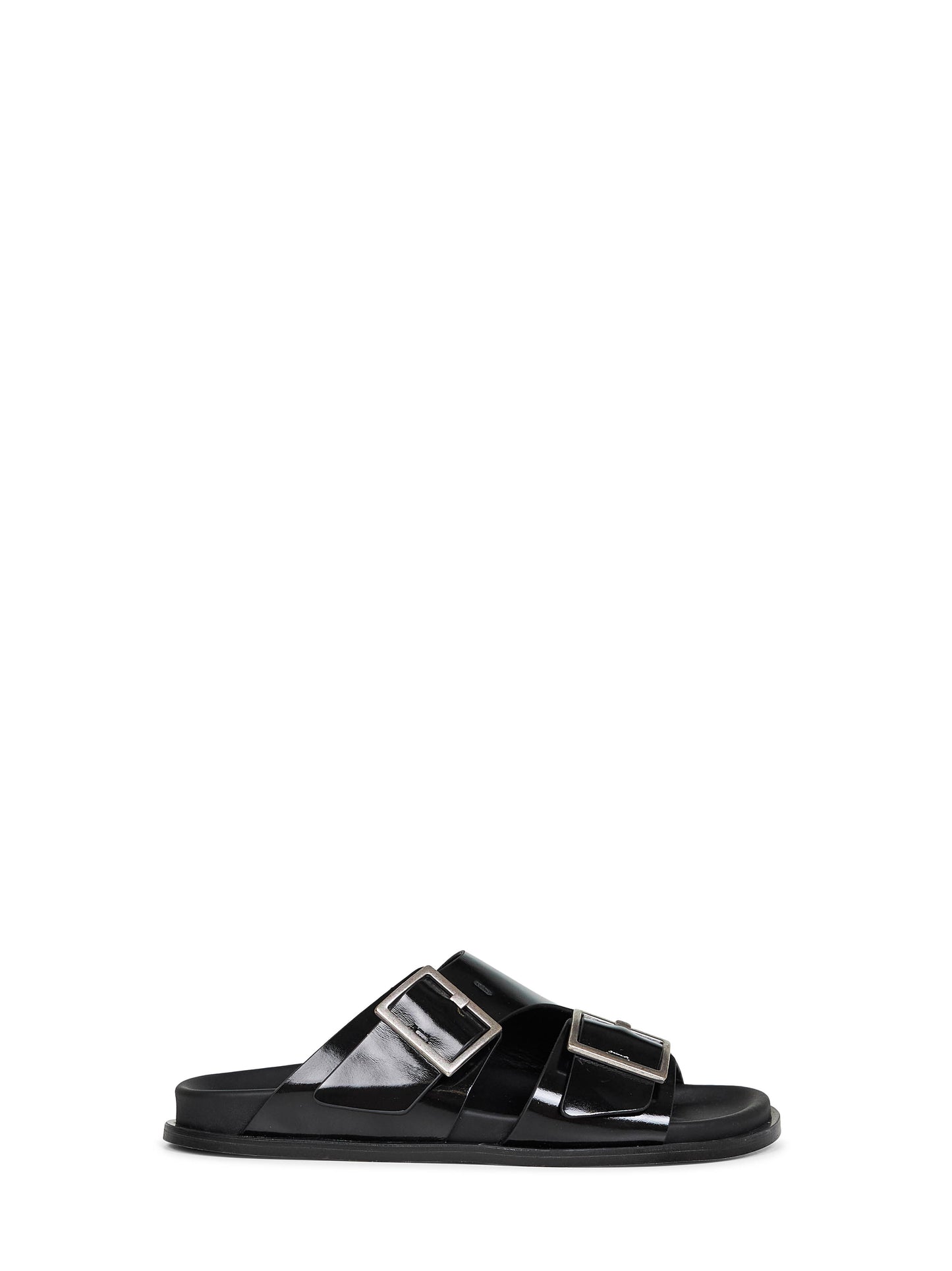 Black patent leather Alba sandals