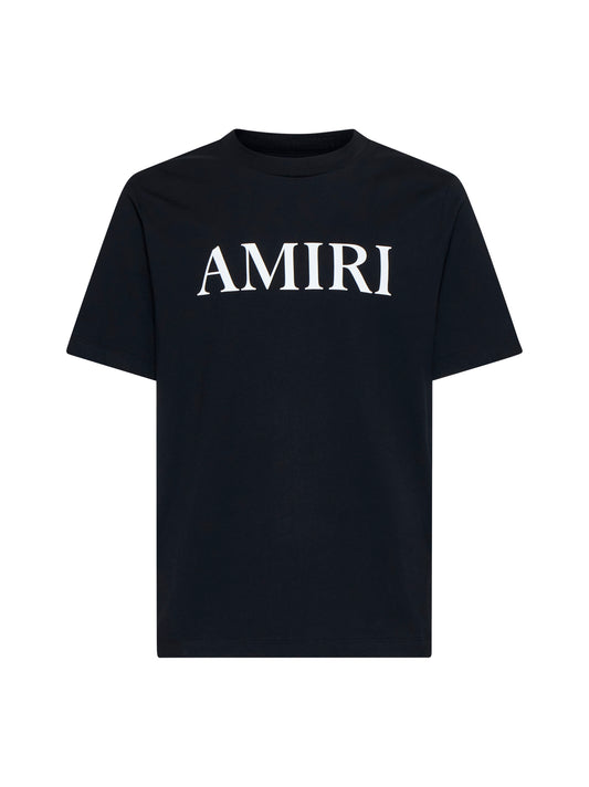 Black T-Shirt with Logo Lettering Print in Cotton