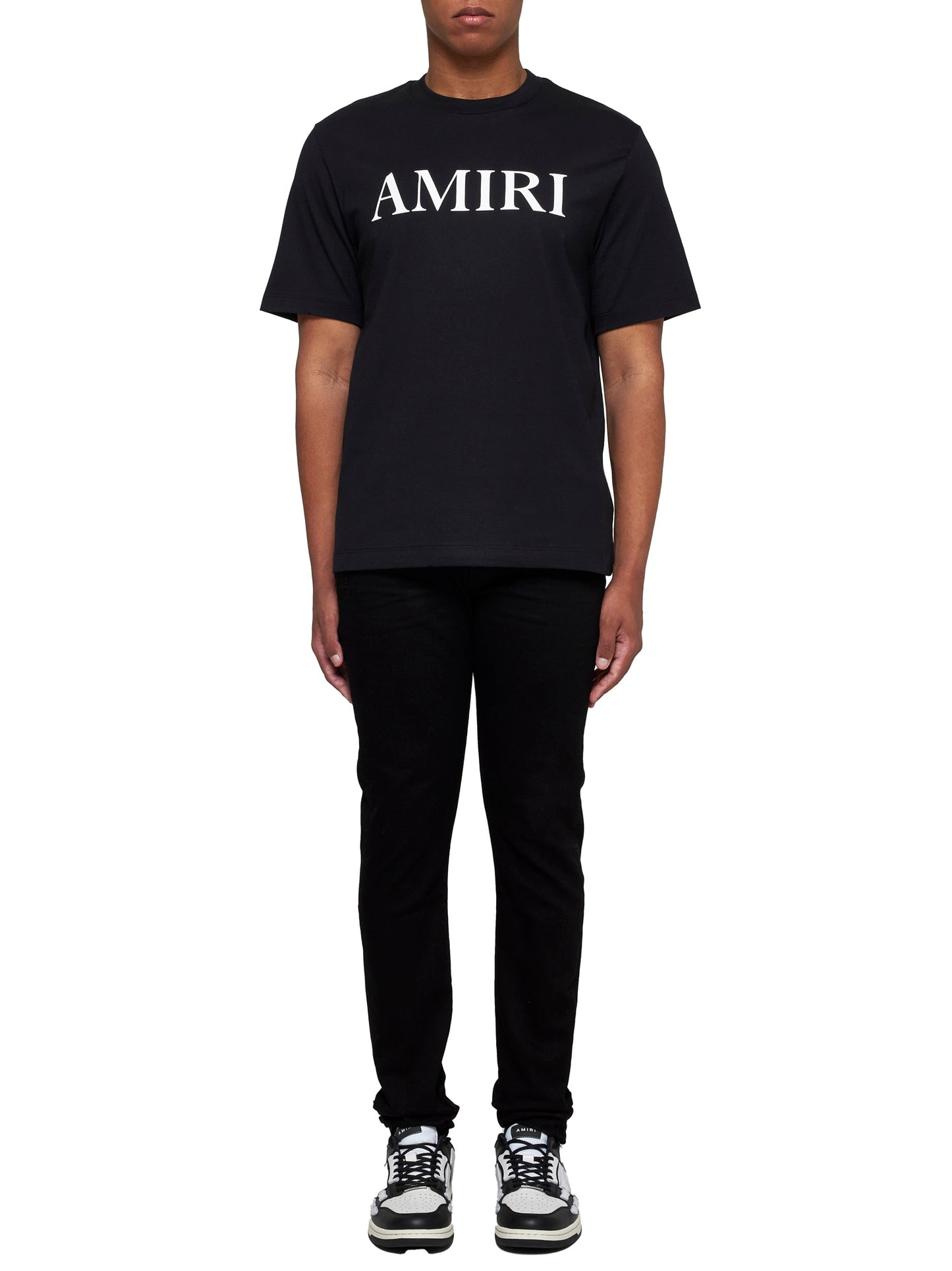 Black T-Shirt with Logo Lettering Print in Cotton