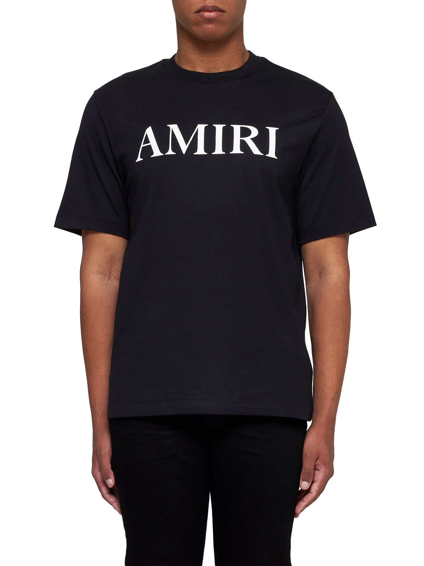 Black T-Shirt with Logo Lettering Print in Cotton