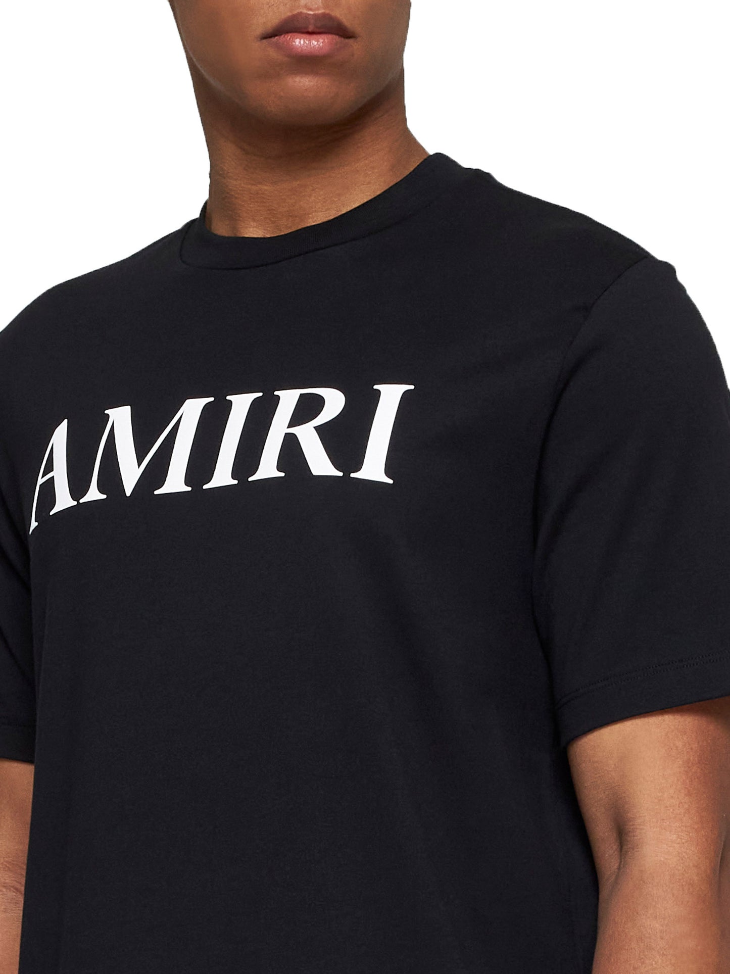 Black T-Shirt with Logo Lettering Print in Cotton