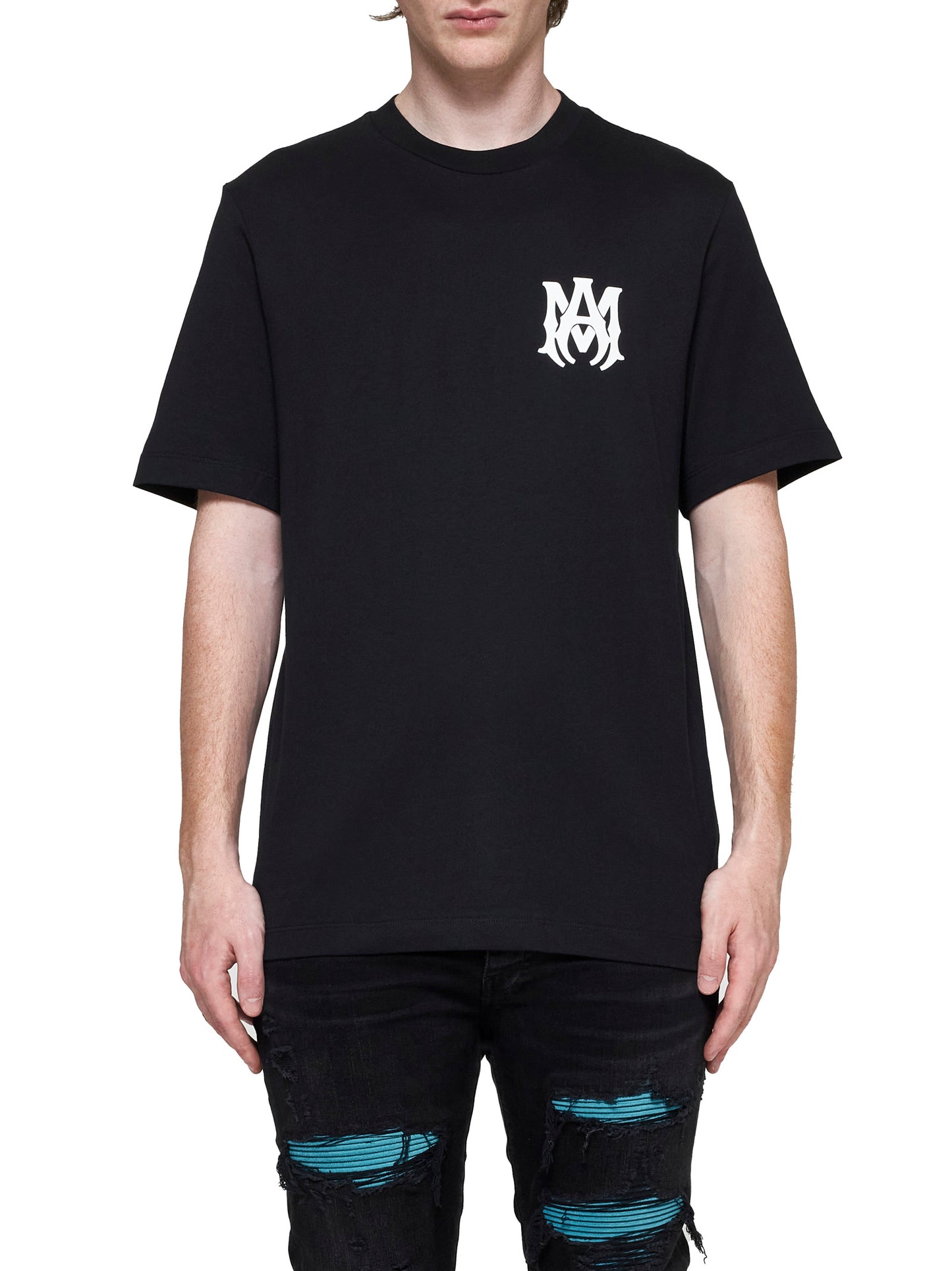 Black T-Shirt with Logo Print in Cotton