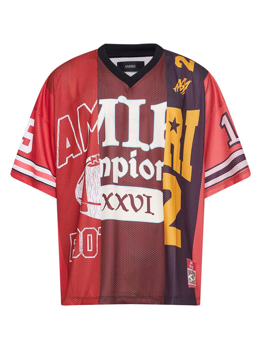 T-shirt oversize Spliced in mesh rosso