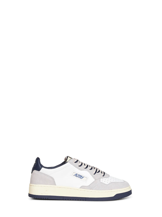 Sneakers Medalist Low in pelle bianca e suede grigio