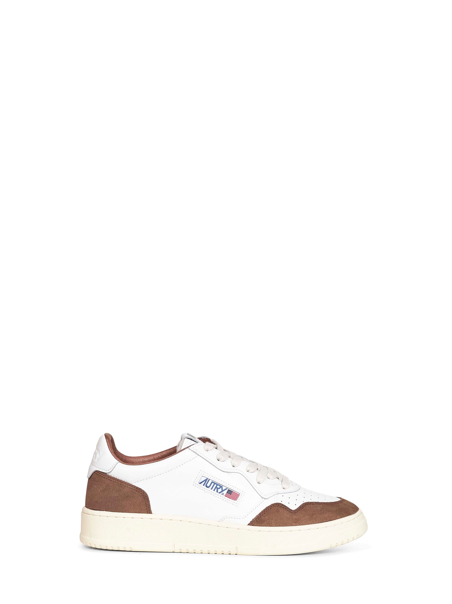 White leather and brown suede Medalist Low sneakers